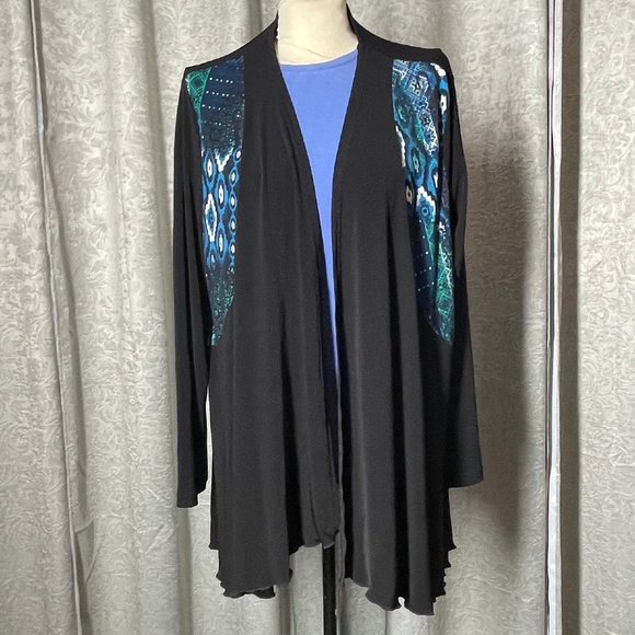 N Touch Tops - Women’s “N Touch XL Open Front Black/Blue Top